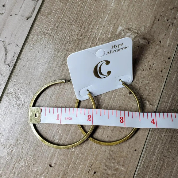 NWT Hypo Allergenic Gold Tone Fashion Hoop Earrings - Picture 3 of 16